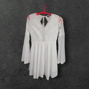 Shein Boho Hippie Fairy Cottagecore Size‎ Medium Flare Sleeve Lace Dress White